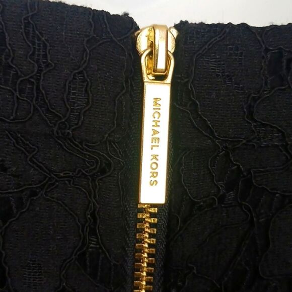 Michael Michael Kors black lace floral short sleeve modest midi dress sz 10 - Picture 12 of 15